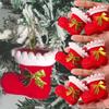 4-32pcs Creative Christmas Boot Hanging Pendant Gold Santa Claus Bow Stocking Party Xmas Tree Red Socks Drop Ornaments Supplies