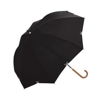 Nakatani Umbrella Fleur Parasol Black Jump Type Ribs 55cm Full Shading 100 Women Ladies Ladies Sunny and Rainy Day Long Umbrella UV Protection UV