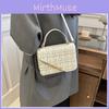 Simple Plaid Woven Texture Diagonal Buckle Women Small Square Bag For Casual