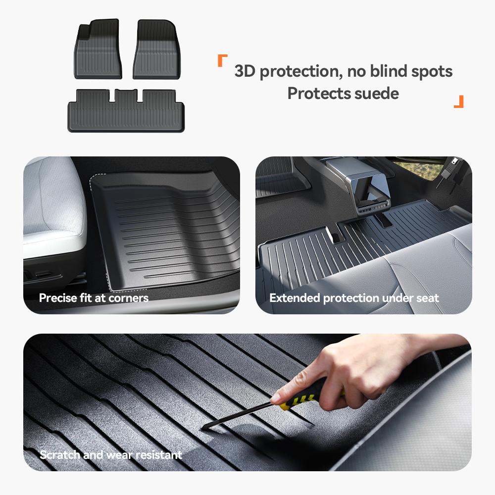 AMM1 YZ For Tesla 2024-2026 Highland Model 3 Whole TPE Floor Mats Waterproof Anti-Slip Mat Foot Pads Rear Trunk Mat Car Accessorie