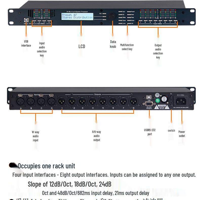 Professional KTV Karaoke DSP Reverb Audio Processor with Anti-Howling