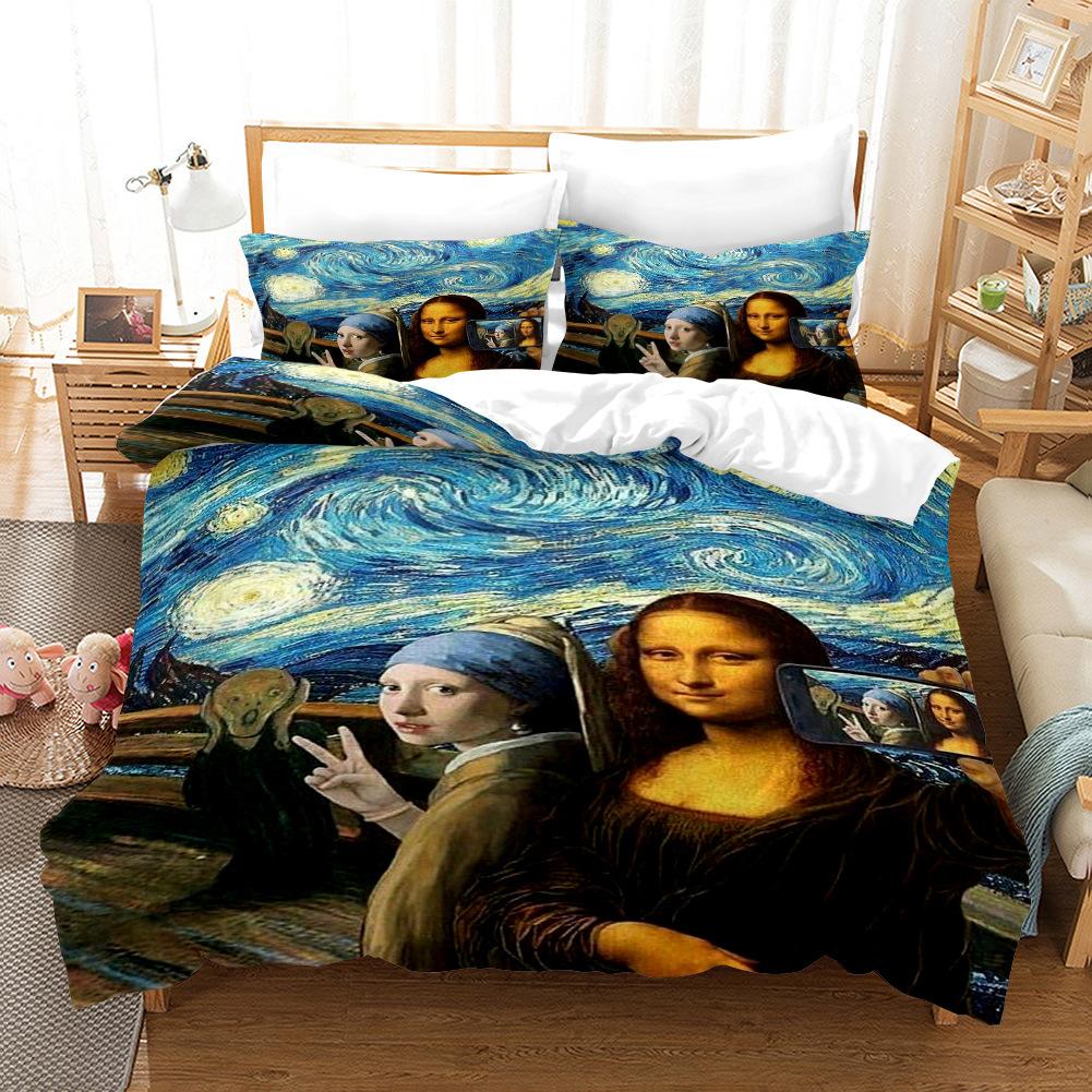 

Абстрактная масляная живопись 3D цифровая печать трехкомпонентный пододеяльник 140 * 210 two-piece set