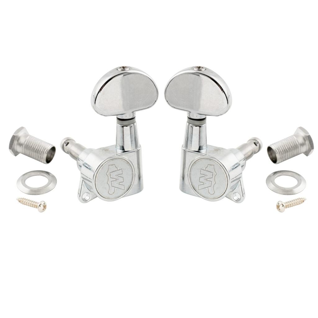 Wilkinson WJN03 E-Z-LOK L3+R3 Guitar Tuners for Electric and Acoustic Guitars, Chrome