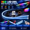 Car LED Daytime Running Light Strip RGB Flowing Turn Signal 12V Adhesive Mount Kit