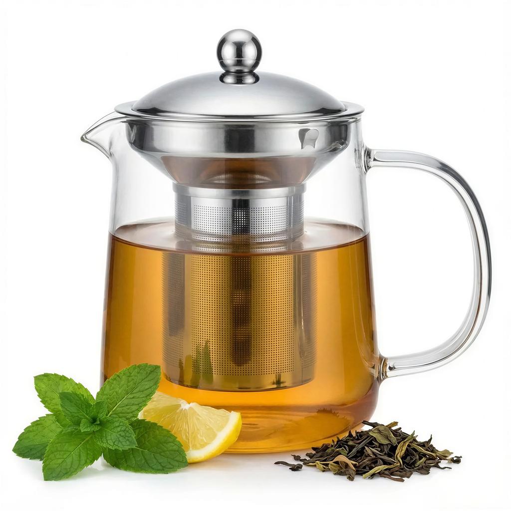 1.2 L Glass Jug With Steel Filter For Coffee, Tea, Herbs