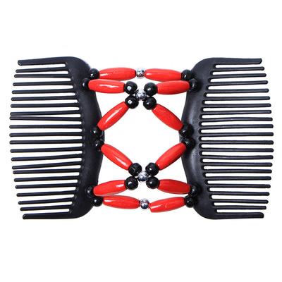 Fashion Women Stretchy Magic Comb Elasticity Hairpin Beads Double Comb Hair Device