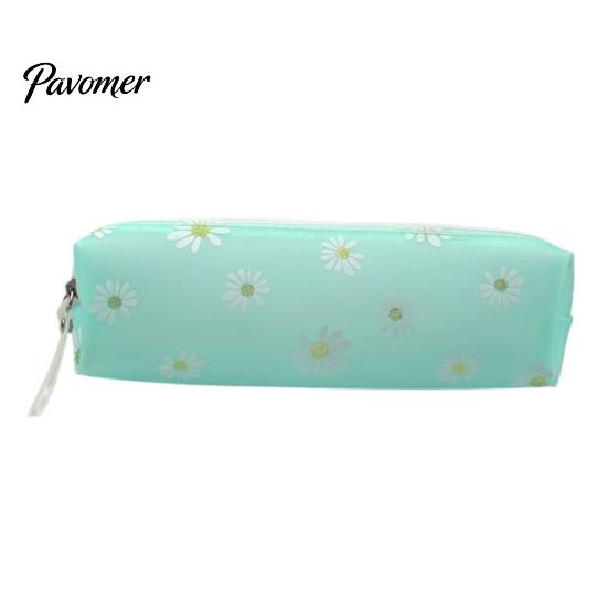 Macaron Color Pencil Case Flower Case, Large Capacity PVC Pen Pouch, Spill-proof Holder Waterproof Stationery Bag for Students, School Supplies