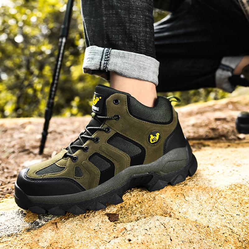 CHRLCK Large Size Climbing Shoes Men's High Top Outdoor Running Outdoor Travel Shoes Anti-slip Wear-resistant Warm Cotton Shoes