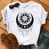 Fashion Gold and White Sun Moon Stars Women T Shirt Short Sleeve Women Tshirt Durable Plussize Casual Tshirt Daily Streetwear