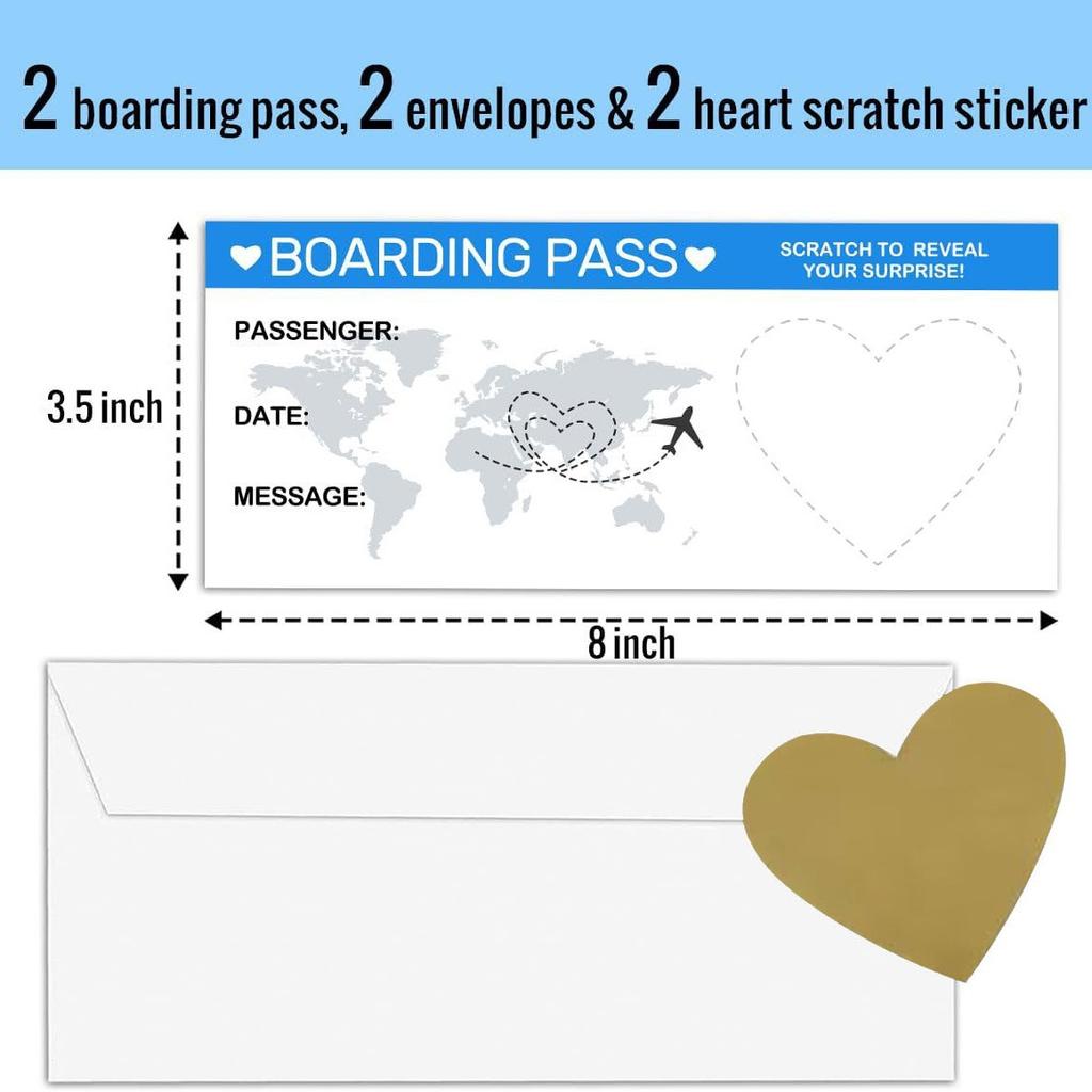 Boarding Pass Scratch Cards DIY Kit - Double Surprise Reveal for Wedding & Kids Birthday, Creative Invitation Game Gift