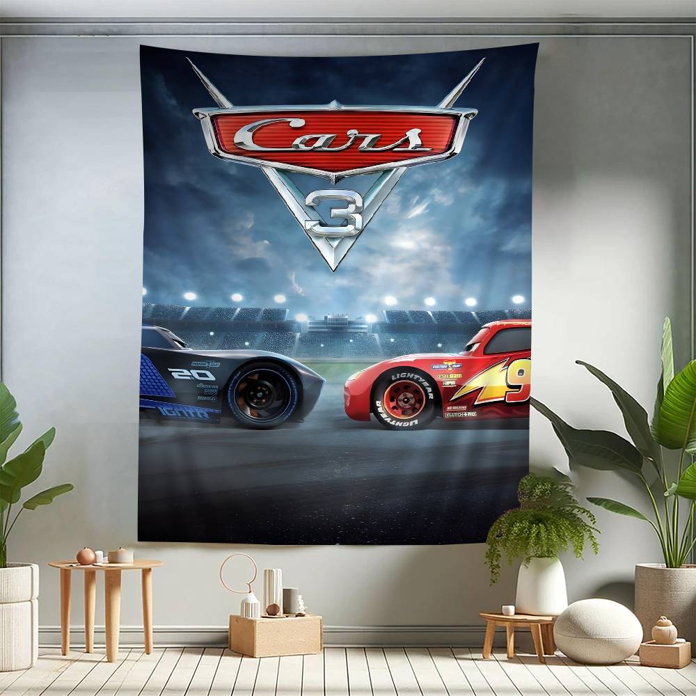 Cars 3 Film Lightning McQueen Colorful Tapestry Wall Hanging Hippie Flower Wall Carpets Dorm Decor Wall Art Decor