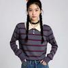 A New High-end, Loose, and Outerwear Knitted Base Layer Sweater for Women In The Autumn Striped Style