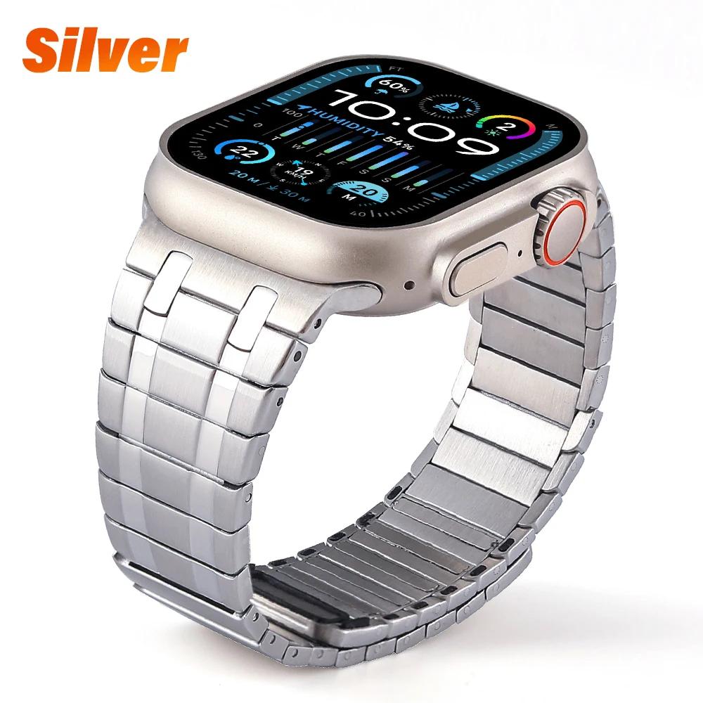 

Magnetic AP Watchband for Apple Watch 49mm Strap Ultra 2 Men Stainless Steel Bands for Iwatch 10 9 7 8 Se 46mm 45mm 44mm Correa 49mm 46mm 45mm 44mm срібний