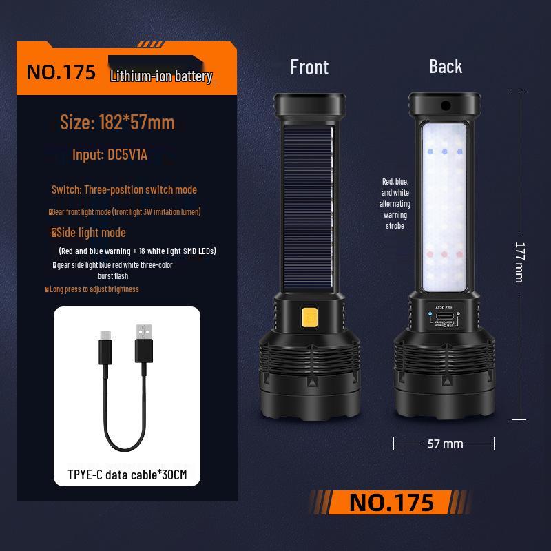 Ultra-Bright Outdoor Solar Flashlight: Long Battery Life, Rechargeable, Portable Handheld, 100,000 Lumens Spotlight