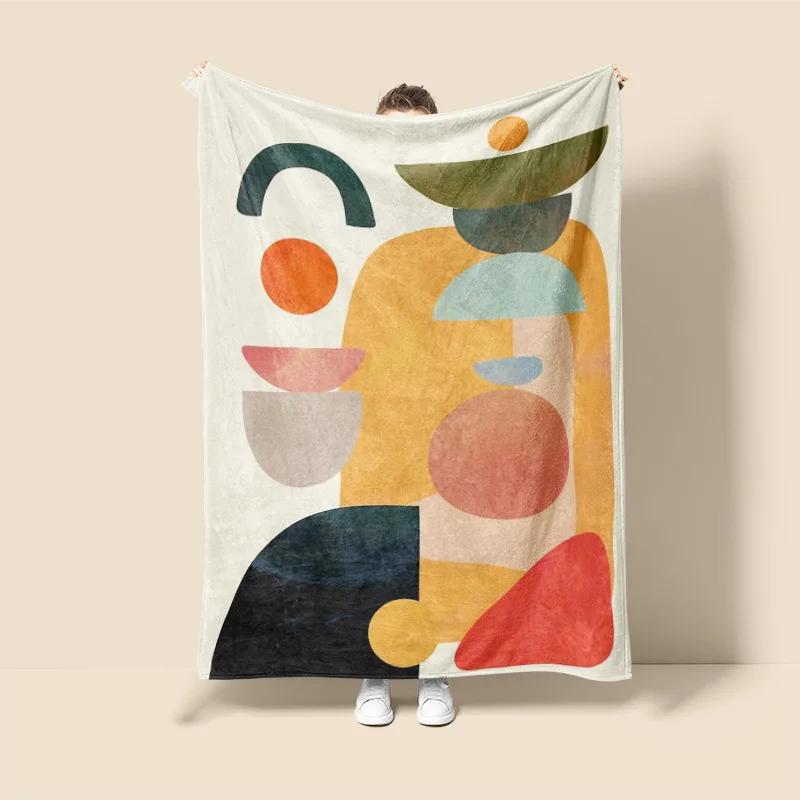 Skandinavischer Ins-Stil Morandi-Decke abstraktes geometrisches Design antistatisch Staub Netroots mit der gleichen Sofabezug-Decke