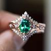 Superb New Rose Gold Interlocking Couple Rings with Emerald Diamond for Women - Versatile Jewelry