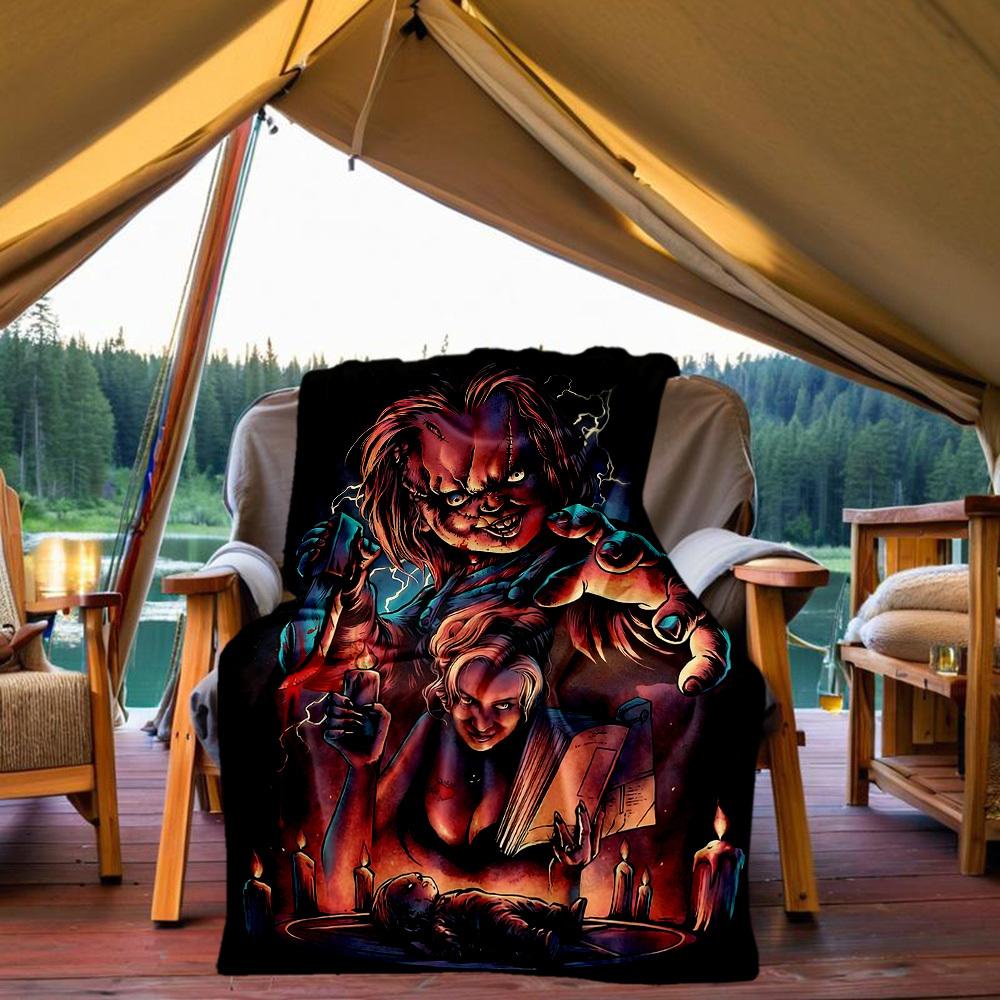 1pc Horror Ritual Outdoor Blanket Lightweight Flannel, Soft & Warm, All Season Use for Sofa, Outdoor, Camping, Living Room, Office, Chair
