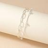 Hot-selling 4mm imitation pearl chain metal square bracelet 2-piece set women's double-layer simple hand jewelry
