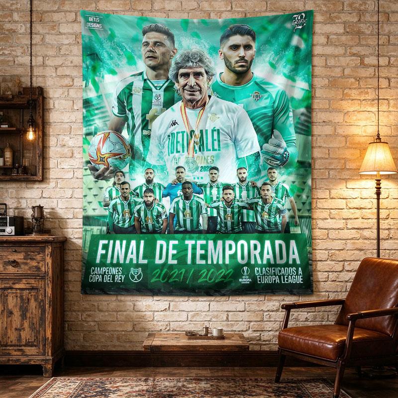 Real Betis Balompie 2021 22 Season Poster Green White Stripes Team Art