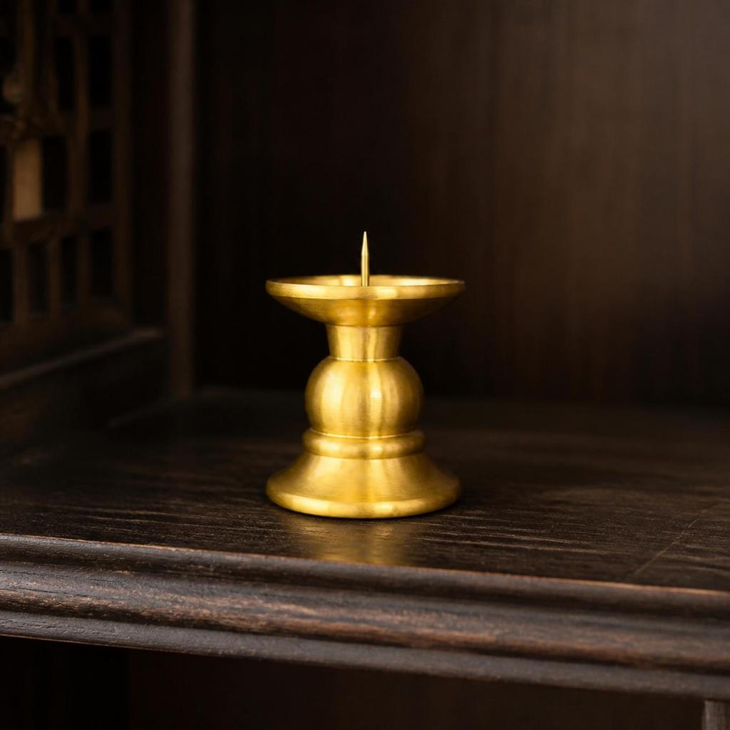Brass Candle Holder Elegant with Pin Zen for Buddhists