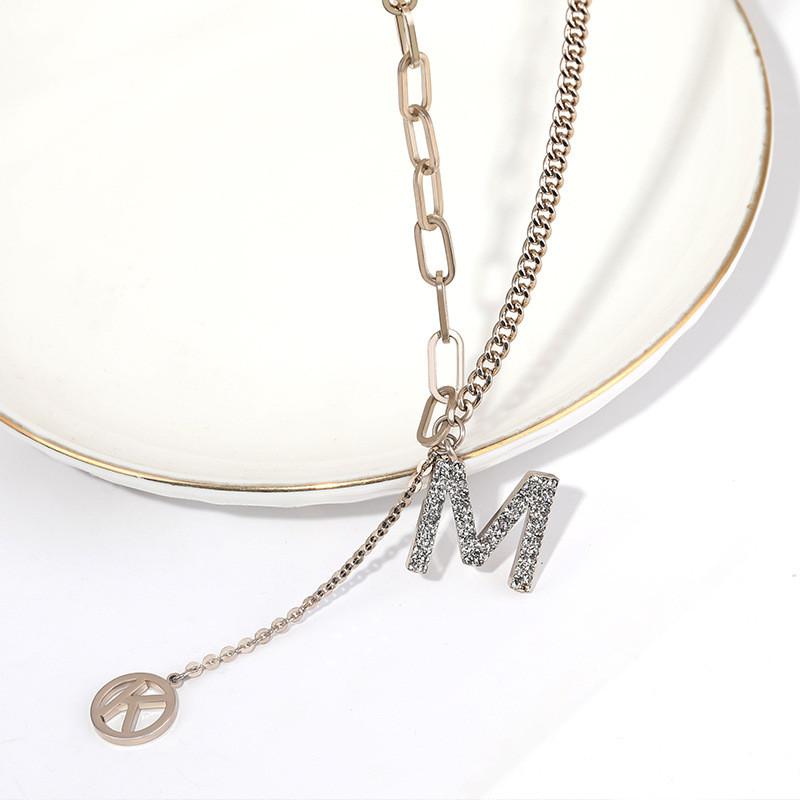 Short Trendy Mk Letter Tassel Necklace With Eyecatching Design Geometric