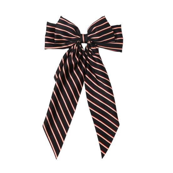 Ribbon Bowknot Decor Hair Pin Flower Print Ponytail Holder High Elastic Back Head Hair Rope Hair Accessory
