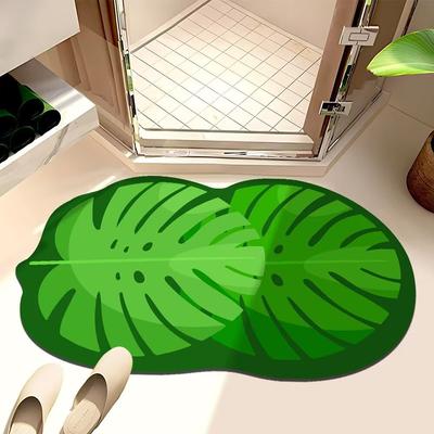 Leaf Diatom Mud Mat Moisture-wicking and Dirty-resistant Bathroom Mat Non-slip Mat Irregular Shower Door Fast-dry Mat