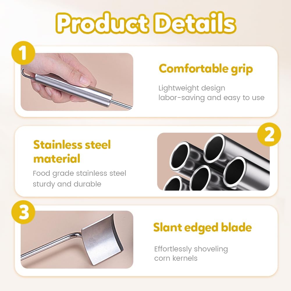 Easy Clean Corn Cob Peeler, 2025 New Corn Peeler for Corn On the Cob, Long Handle Stainless Steel Corn Stripping Tool for Home Kitchen (1 PCS)