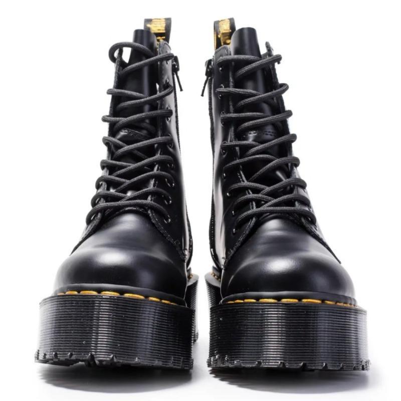 Damenstiefel Motorrad Freizeitschuhe 2024 Frau Leder Minimalistisch Klassisch Punk Weiblich Mary Jane Goth Schuhe Plateau-Stiefel Damen