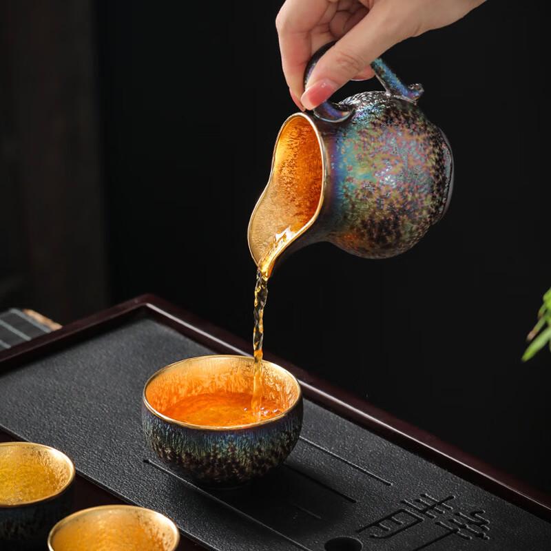 Chaxun Chinese Light Luxury Colorful Gilded Teapot