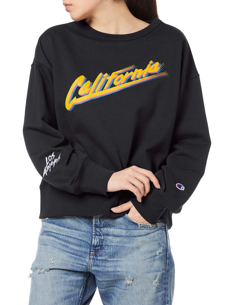 Champion Crew Neck Sweatshirt Size M to Japanese Size CW-R008 Women's Black, (Equivalent M)