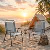 Folding Garden Chairs, Set of 2 Camping Chairs with Mesh Seat, Grey