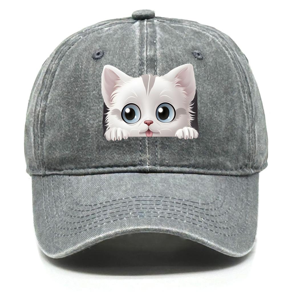 Cute Cat Print Snapback Sun Hat Cat Avatar Woman's Cap Cozy Adjustable Strap Baseball Hat Perfect For Outdoor Accessory