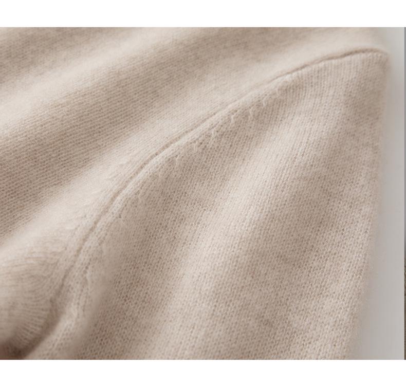 Women's Pure Cashmere Round Neck Loose Fit Sweater with Rolled Edge