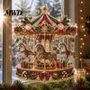 Hanging String Decoration Christmas Faux Diamond Art Suncatcher, 2D Flat Window Ornament, Seasonal Home Accents Beaded Pattern Acrylic Holiday