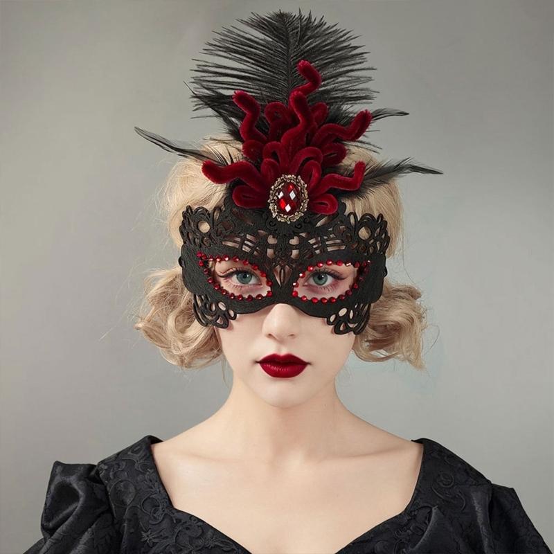Venetians Mask Eye Mask Feather Half Face Mask Eye Mask for Masquerades Proms,Halloween Party,Cosplay,Photo Shoot Gift