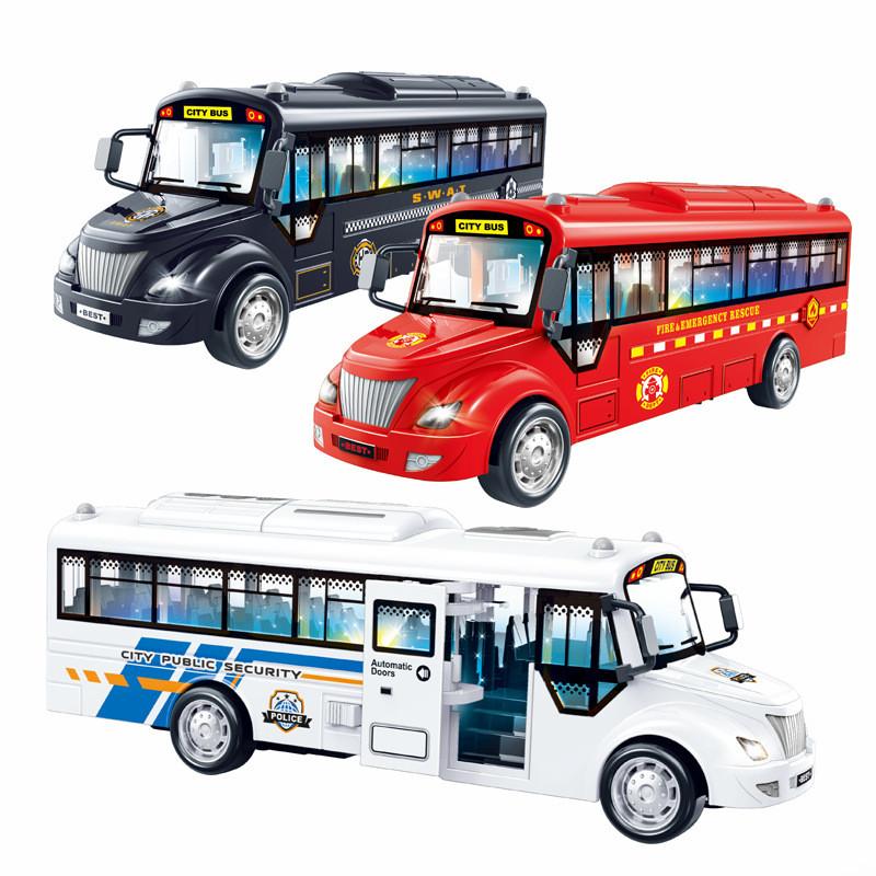 Bus Public Plastic Playset With Sound And Light Function Kids Model Simulation