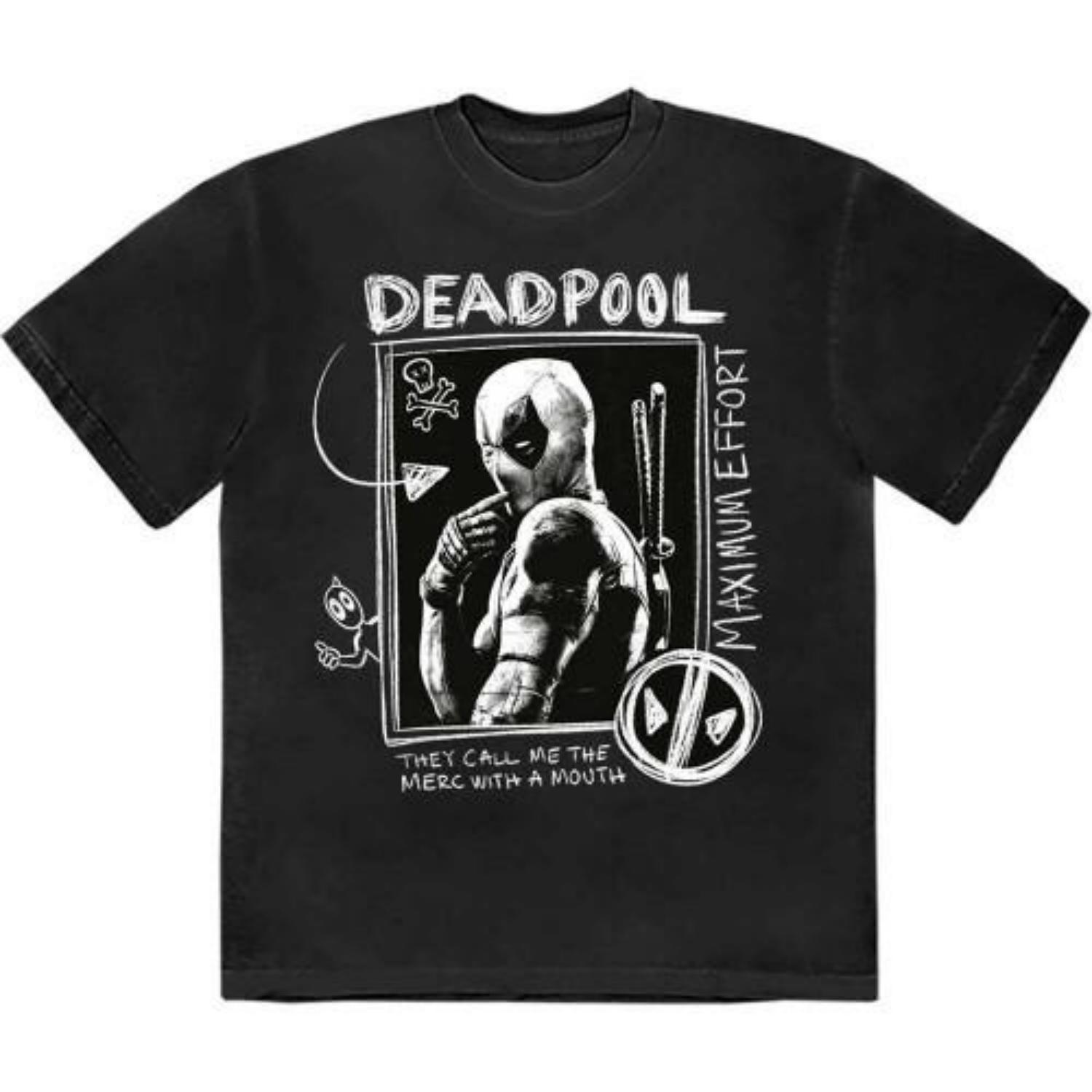 Marvel Comics Unisex Adult Merc With A Mouth Max Effort Deadpool T-Shirt S чёрный
