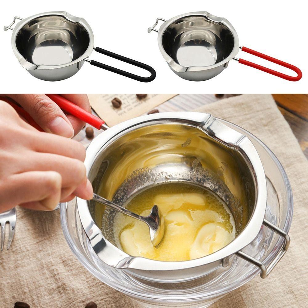 400ml Chocolate Melting Pot Heat Resistant Handle Easy Cleaning Butter Melting Pot Stainless Steel Candle Making Tool