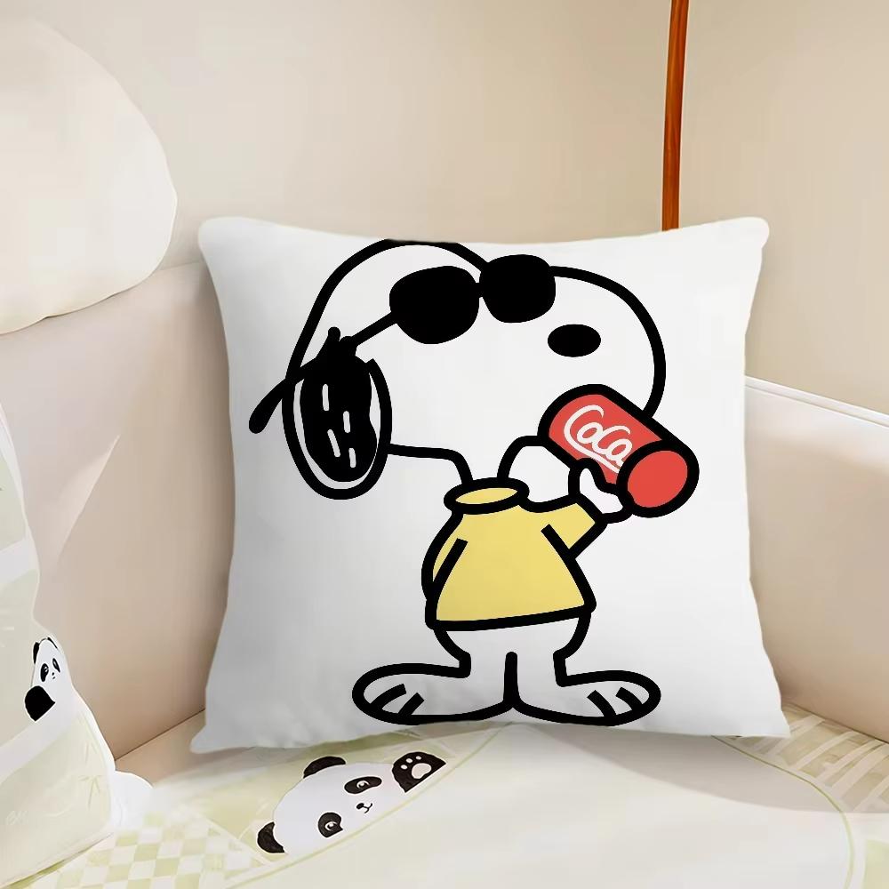 

2025 MINISO Cartoon Snoopy Pillowcase Sofa Living Room Double sided Printed Square Pillow Bedroom Decoration Pillow Cover Gift 18x18Inch