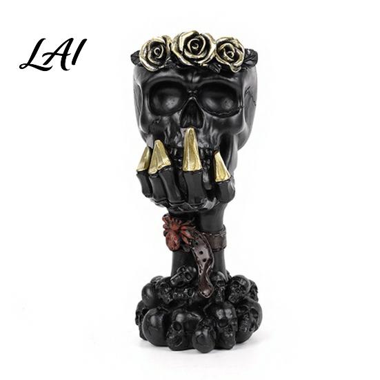 Skull And Rose Sculpture Hear No Evil Speak See Evil Vase Resin Ornament with Dark Themed Home Decor Decor Halloween Gothic Skeleton Display