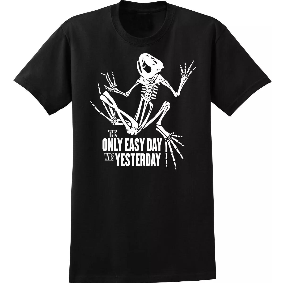 

The Only Easy Day Was Yesterday Frog Skeleton TShirt 100 Cotton ONeck Summer Short Sleeve Casual Mens Tshirt Size S3XL 4XL