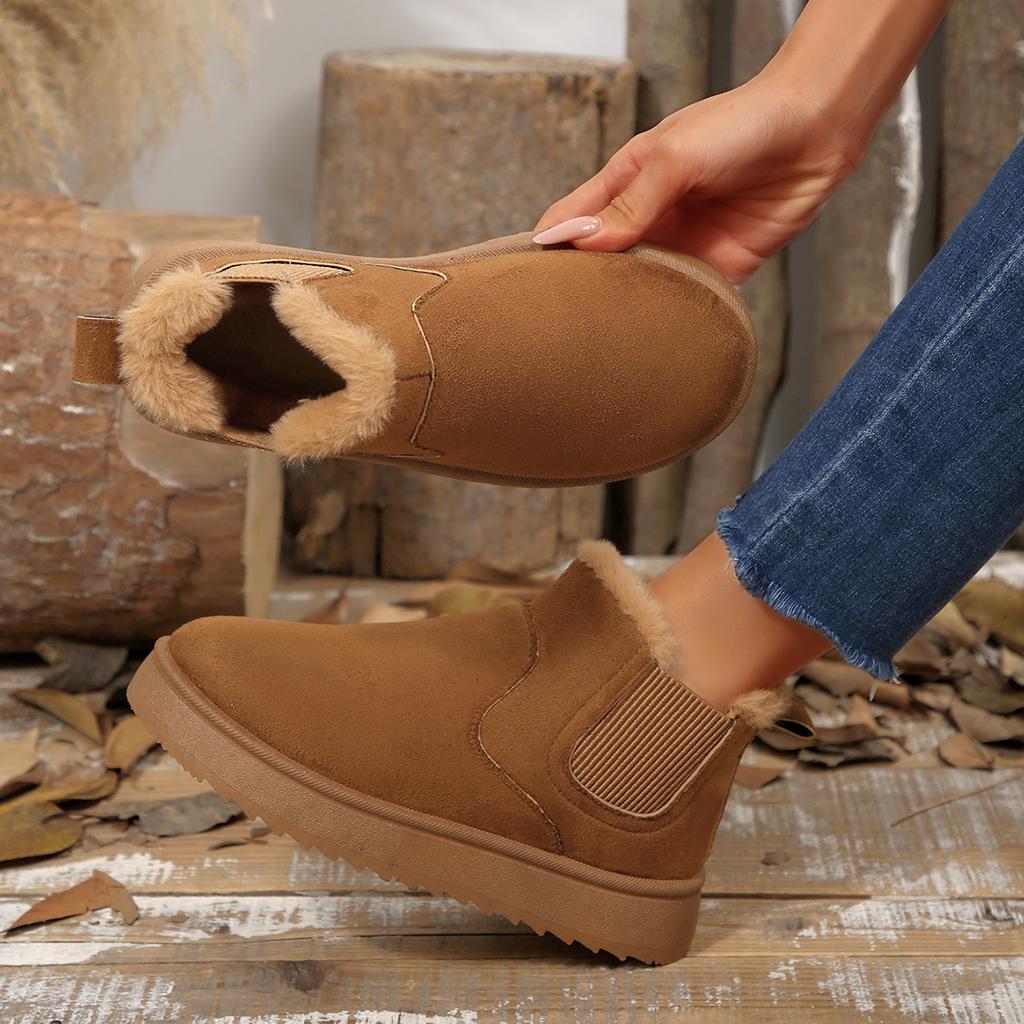 Winter Women Snow Boots Short Plush Warm Boots Comfortable Flats Platform Ladies Shoes Casual New Fur Chelsea Ankle Boots Women
