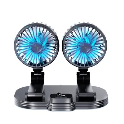 Car Dual Head Fan 360° Rotation 2 Gear Adjustable Cooling Fan for Vehicles Office Dashboard Mount USB Powered Cooler Fan