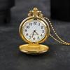 2pcs/set,1PC Vintage Poker Carved Case Design Quartz Pocket Watch & 1PC Fashion Eagle Pendant Necklace,ideal Choice for Gifts To Men Women