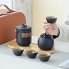 Classic black pottery travel tea set Car express cup Portable Kung Fu tea set Camping Outdoor tea making festival