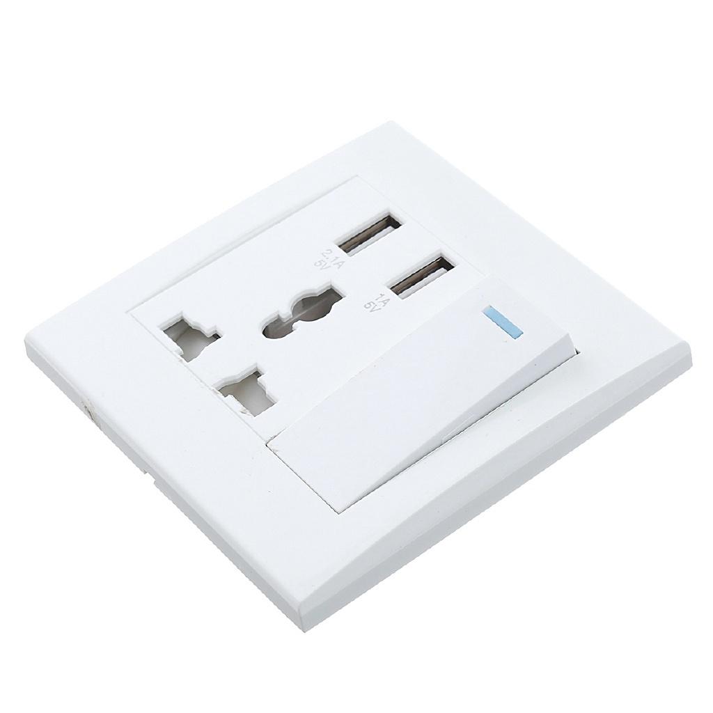 Dual USB Plug Power Socket 10A Wall AC DC Charger Switch Outlet Adapter Port Electrical Equipment Accessories Home 86x86mm