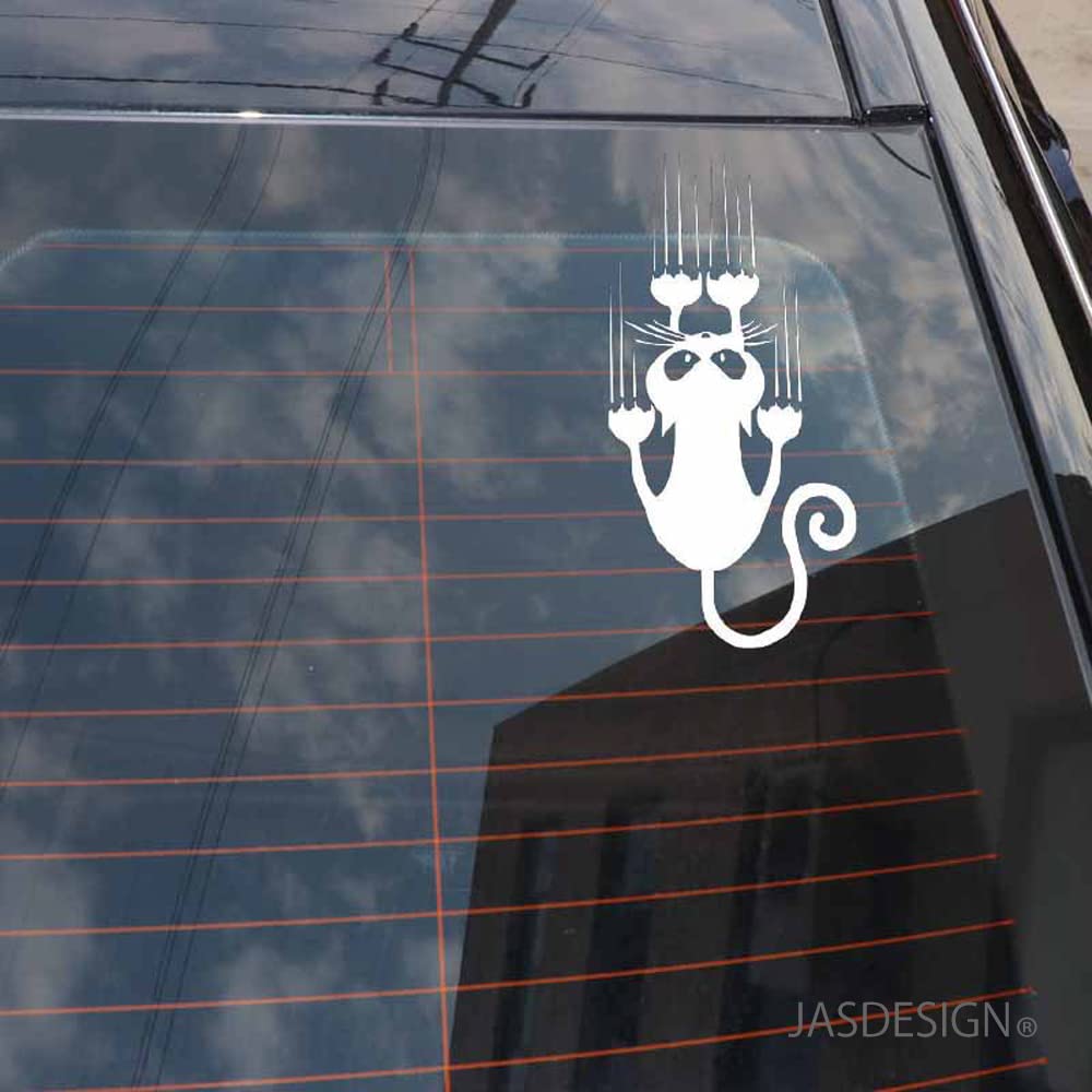 [JASDESIGN] Cat Sticker Cat Sticker Cutting Sticker Car Motorcycle Decal Funny Cute JM-280 (White Silver, 1)