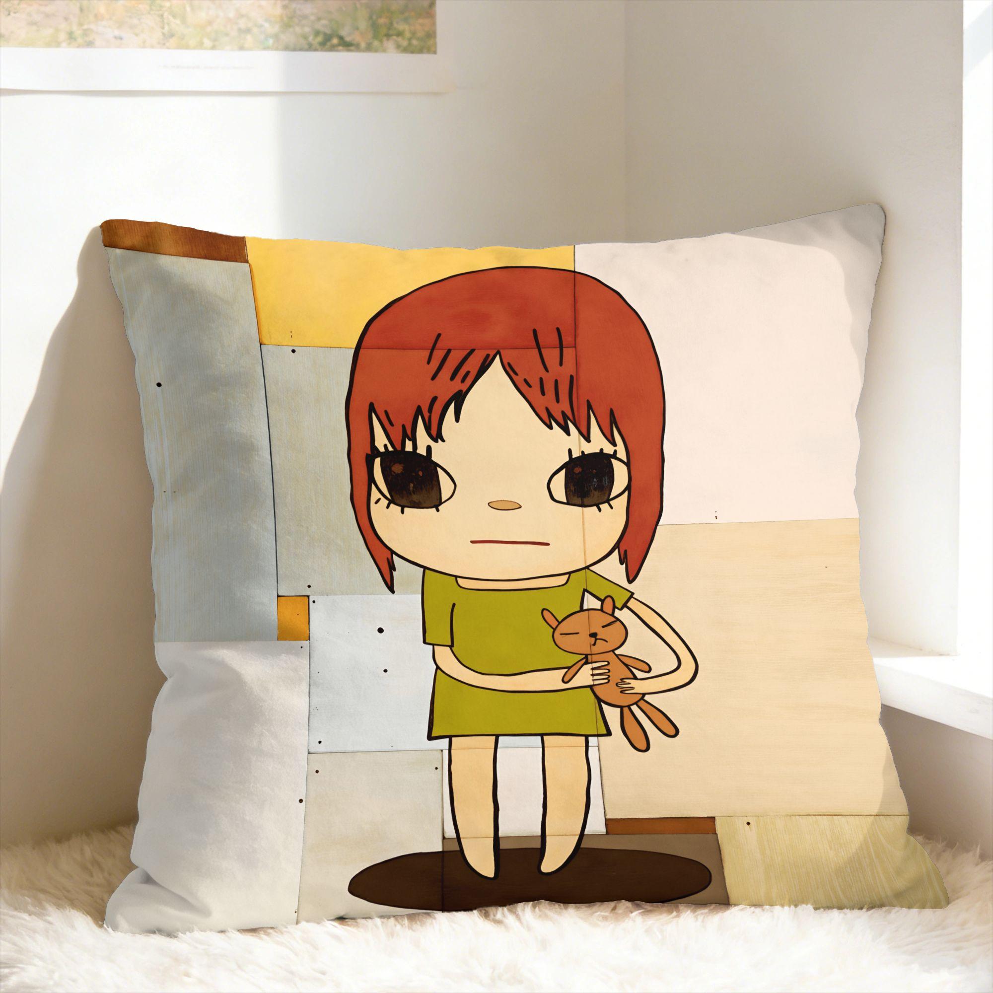 Y-Yoshitomo Nara Pillow Cover Don T Cry Vintage Pillow Case For Living Room Bed Chair Soft Cushion Cover Gift Idea Peach skin 18*18(CM)-1Pcs