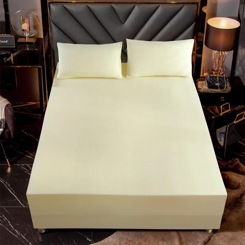 Baumwoll-Spannbettlaken mit Gummibändern Rutschfest Verstellbarer Matratzenbezug für Doppel- King- Queenbett Rutschfest Einfarbig